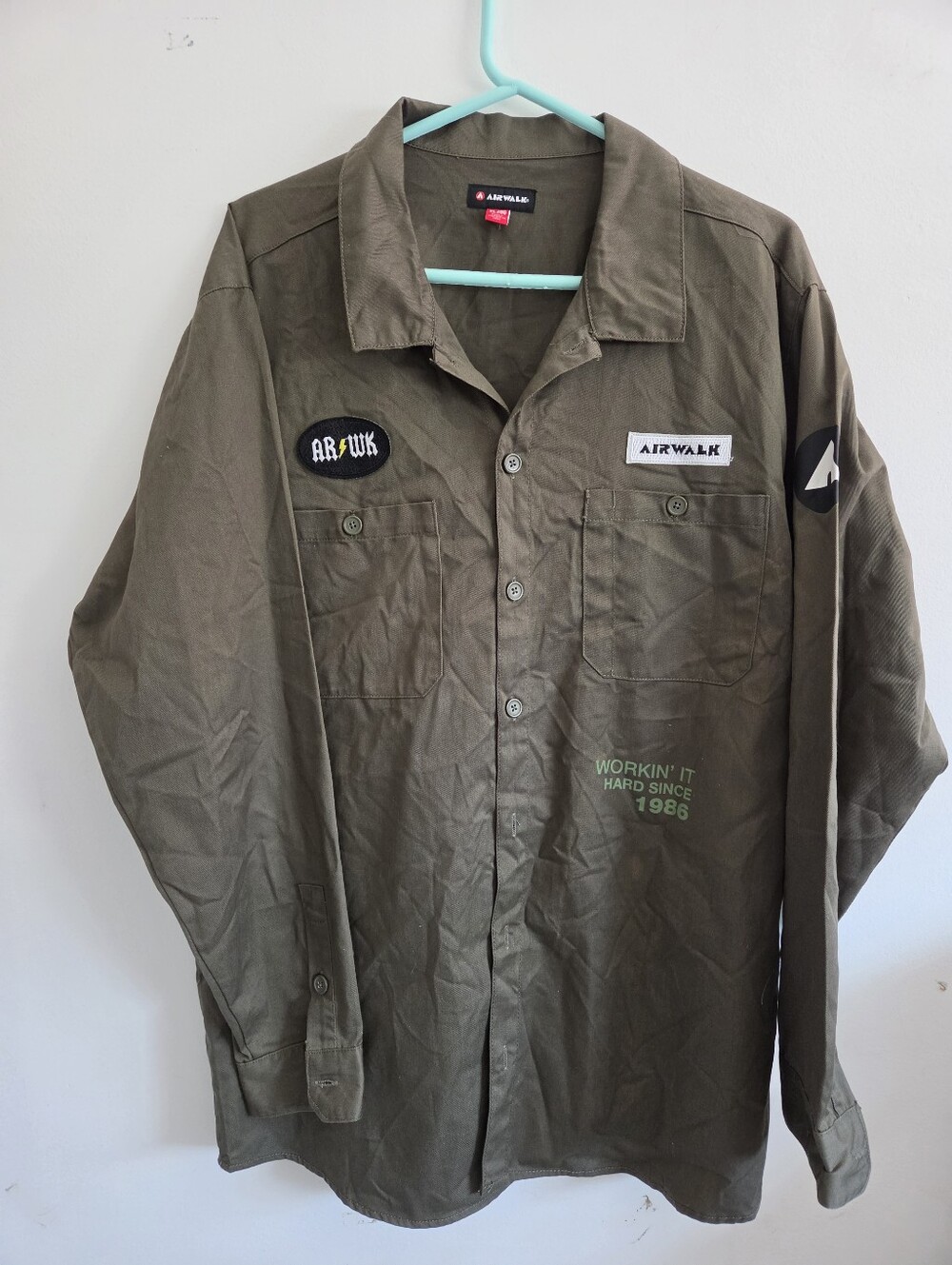 Airwalk Men's Olive Green Military Field Shirt Jacket